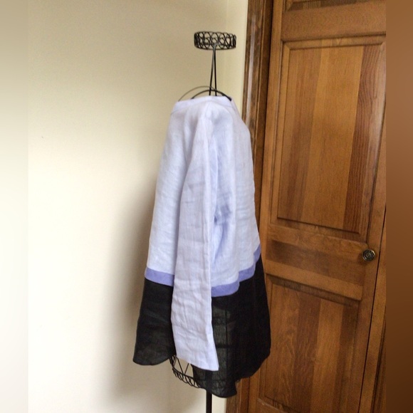 Colorblock linen blouse, Medium - Picture 2 of 4